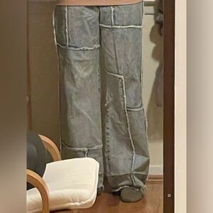 size 32, 32 inch inseam as well- baggy patchwork jeans from asos